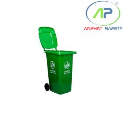 Thùng rác nhựa HPDE 120 lít nắp đậy (màu xanh)